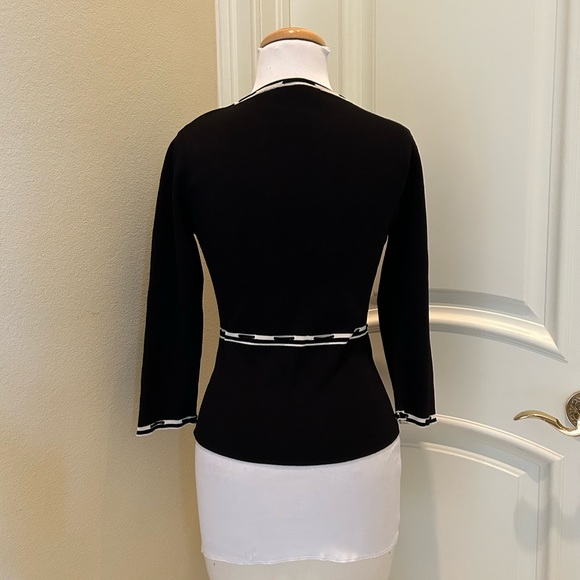 Nwot Ziani  Couture black and white knit top with knit rope details - Picture 3 of 4